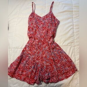 Sincerely Jules Red Floral Romper Dress